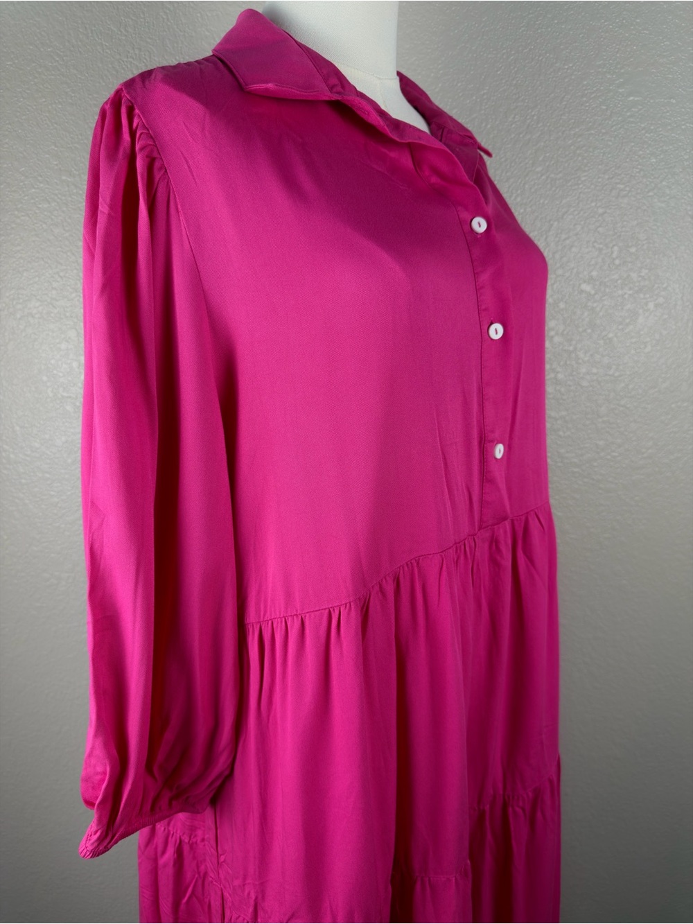 NWOT Rose Pink Tiered Maxi Shirt Dress with Button Front, XXL - Picture 5 of 11